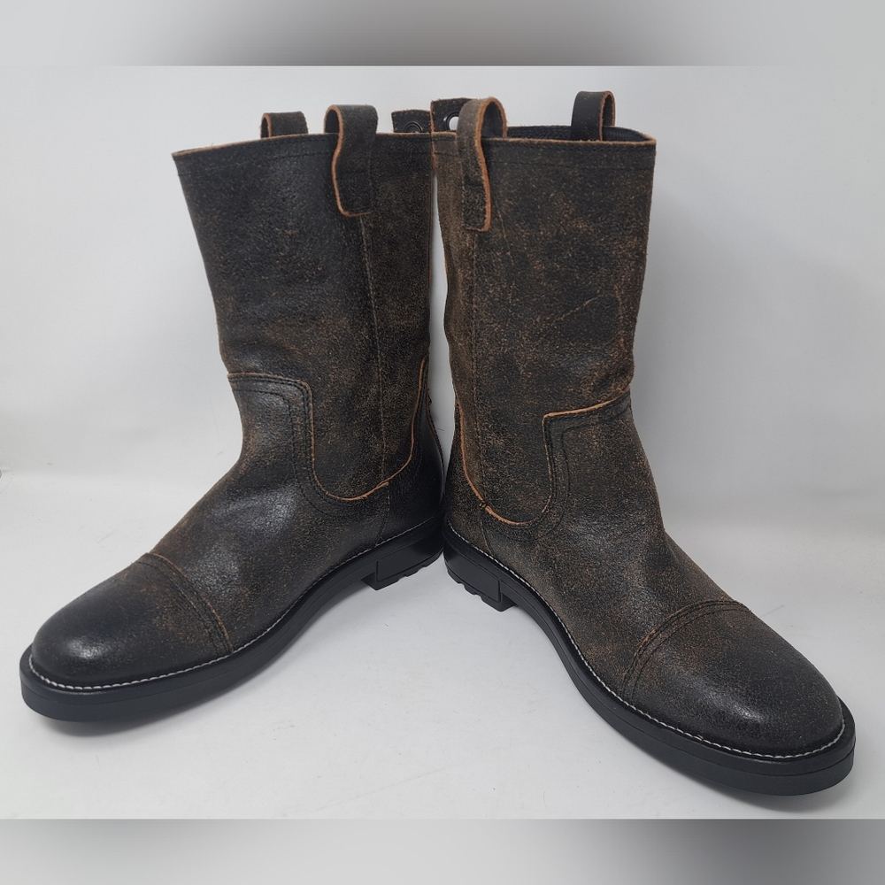 Diesel Men's Throuper Boots Biker Cowhide Leather Distressed Brown 10.5 US 44 EU - Picture 11 of 15